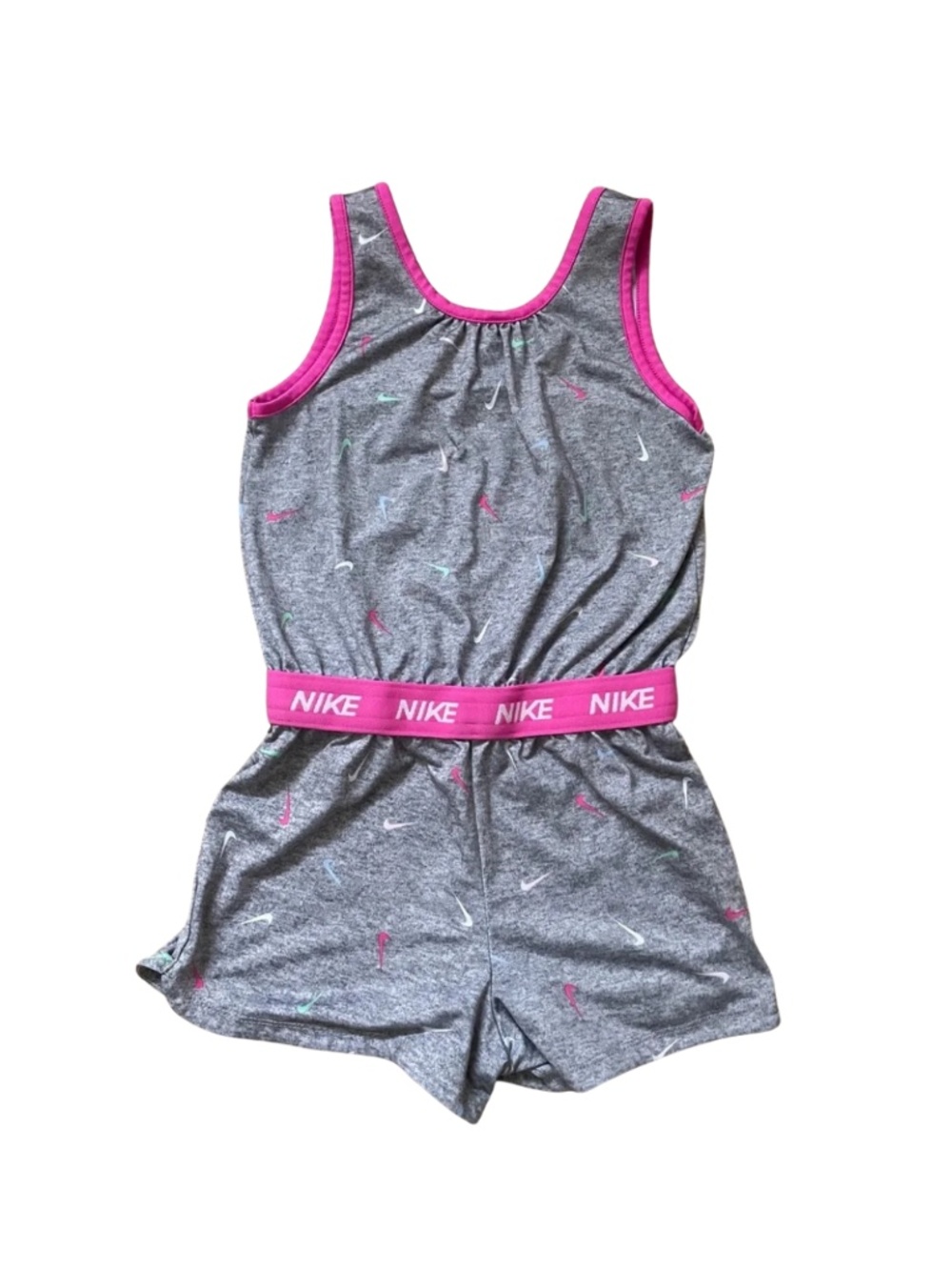 Nike Grey Romper with Hot Pink Trim, Girls 6X #0074